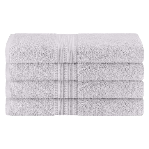 Cotton Eco-Friendly 4 Piece Solid Bath Towel Set - Silver