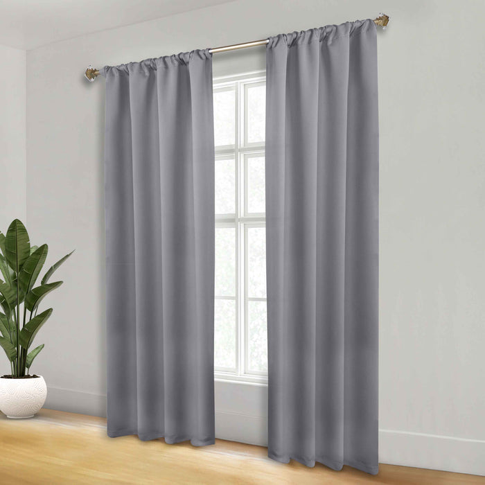 Solid Machine Washable Room Darkening Blackout Curtains, Set of 2