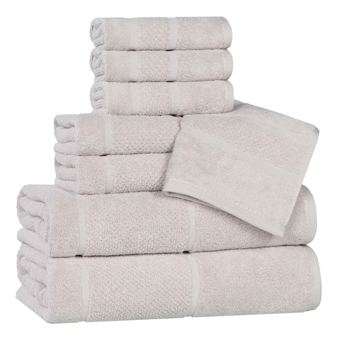 Mile Smart Twist Cotton Solid Broad Border 8 Piece Towel Set