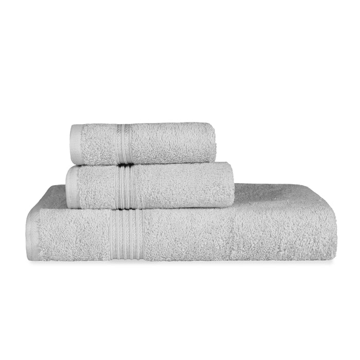 Egyptian Cotton Solid 3 piece Towel Set - Silver