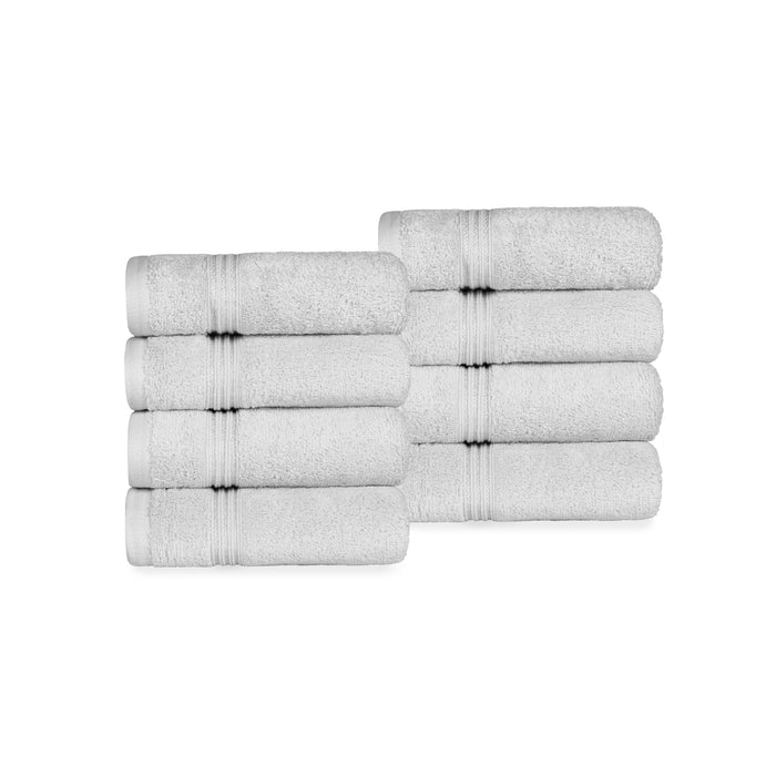 Egyptian Cotton 8 Piece Solid Hand Towel Set - Silver