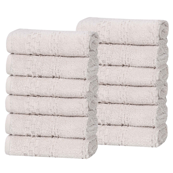 Playa Zero Twist Cotton Solid Waffle Textured Face Towels, Set of 12