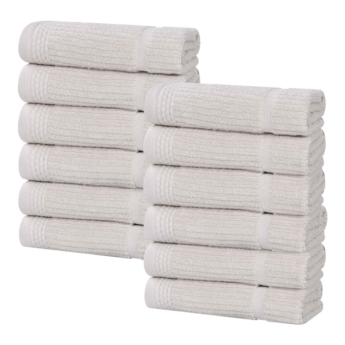 Milo Smart Twist Cotton Solid Face Towels Washcloths, Set of 12