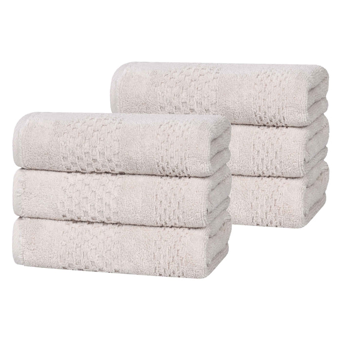 Playa Zero Twist Cotton Solid Waffle Textured Hand Towels, Set of 6