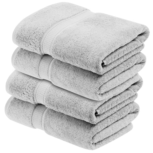Egyptian Cotton Plush Heavyweight Absorbent Bath Towel Set of 4 - Silver