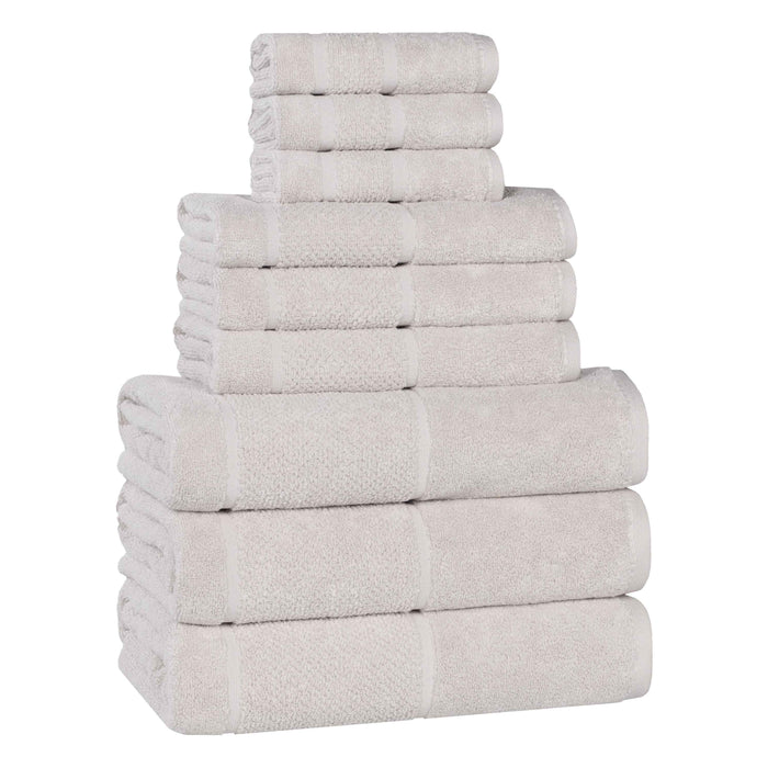 Mile Smart Twist Cotton Solid Broad Border 9 Piece Towel Set