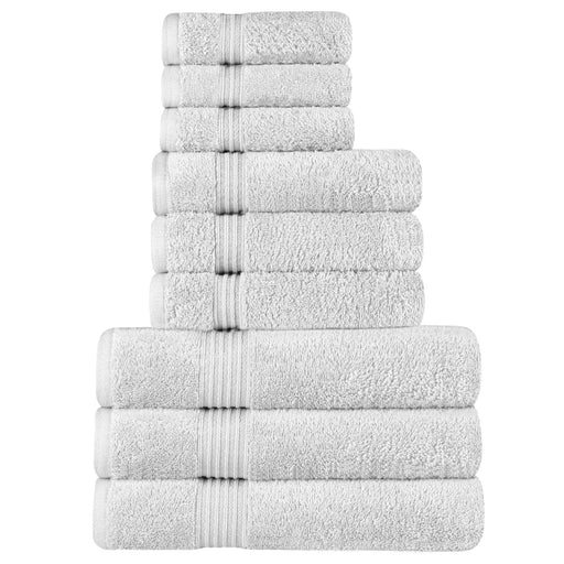 Egyptian Cotton Highly Absorbent Solid 9-Piece Ultra Soft Towel Set - Silver