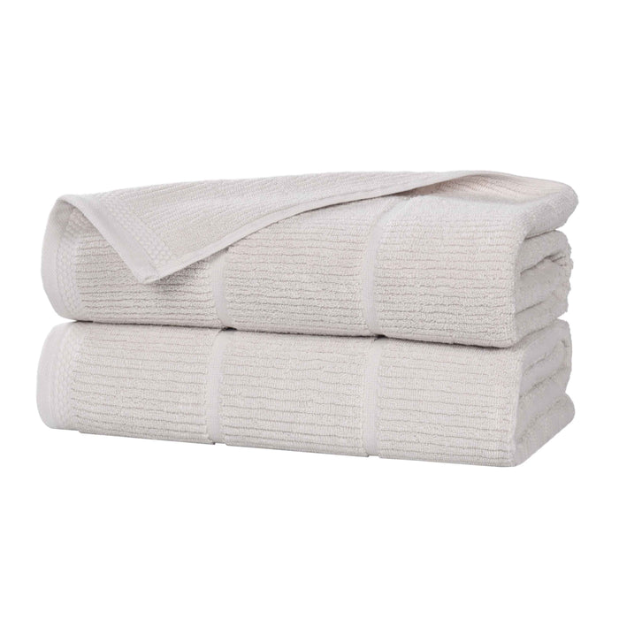 Milo Smart Twist Cotton Solid Ribbed Design Bath Sheets, Set of 2