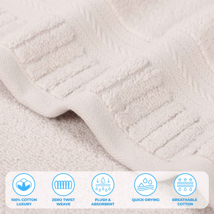 Venice Zero Twist Cotton Medium Weight Absorbent Hand Towels, Set of 6