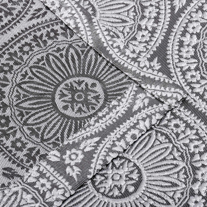Eminence Jacquard Geometric Floral Mandala Curtain Panel Set of 2 - Silver