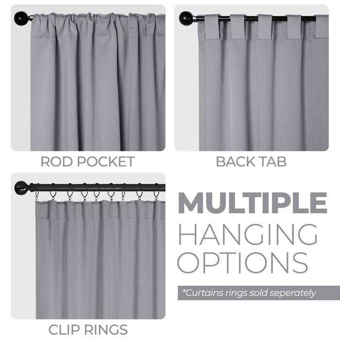 Solid Room Darkening Blackout Curtains with Back Tabs, Set of 2