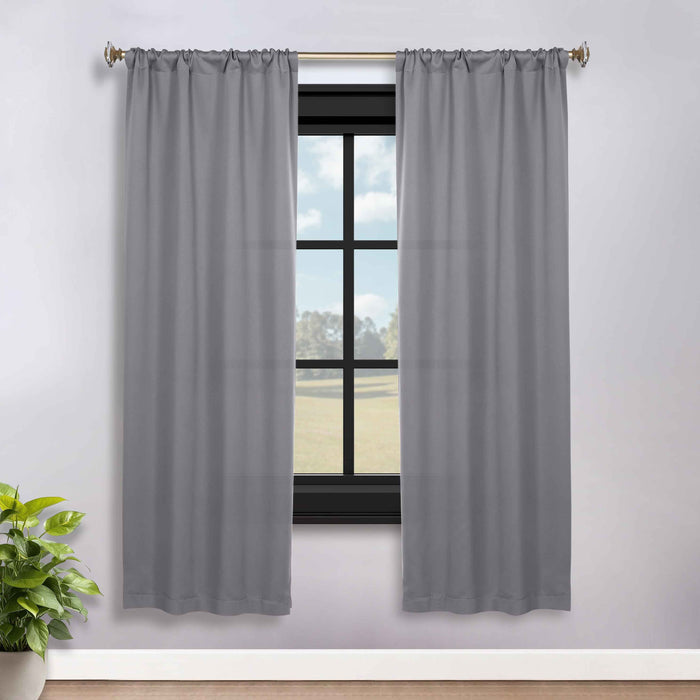 Solid Machine Washable Room Darkening Blackout Curtains, Set of 2