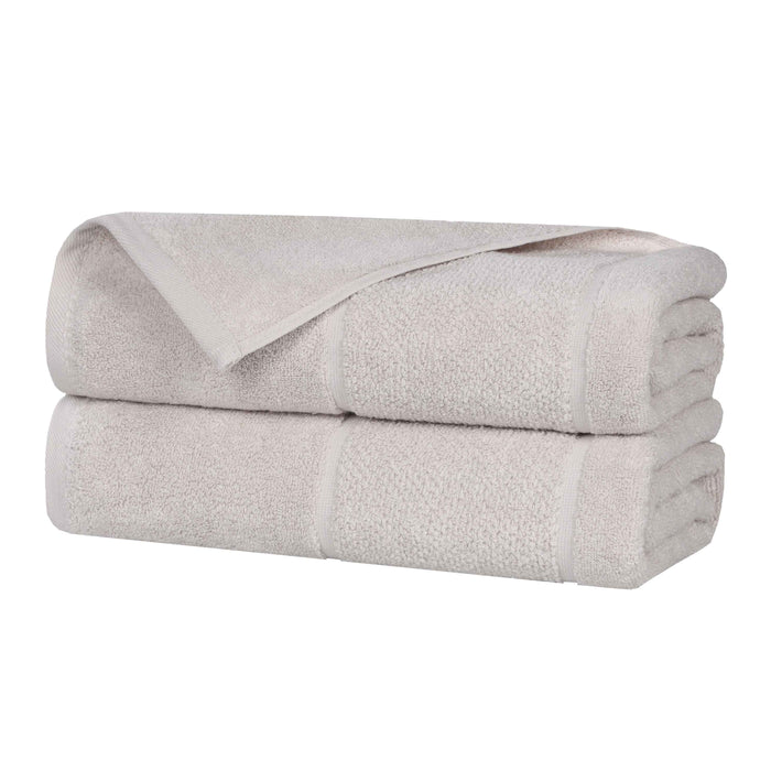 Mile Smart Twist Cotton Solid Broad Border Bath Sheets, Set of 2