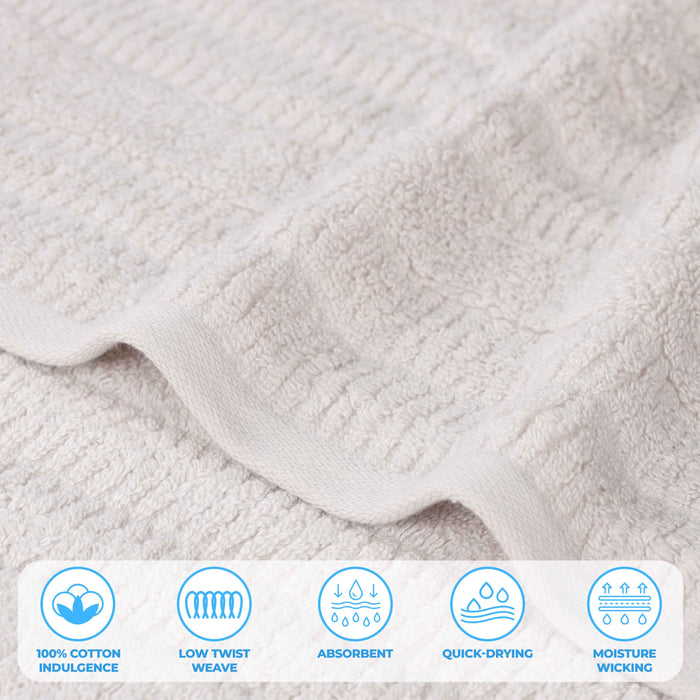 Mika Smart Twist Cotton Solid Vertical Ribbed 3 Piece Towel Set