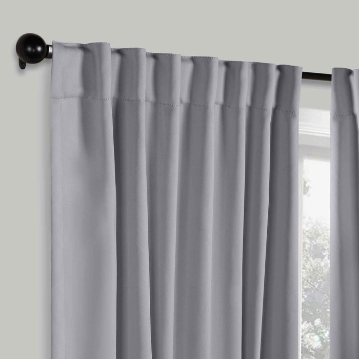 Solid Room Darkening Back Tabs Blackout Curtains, Set of 2