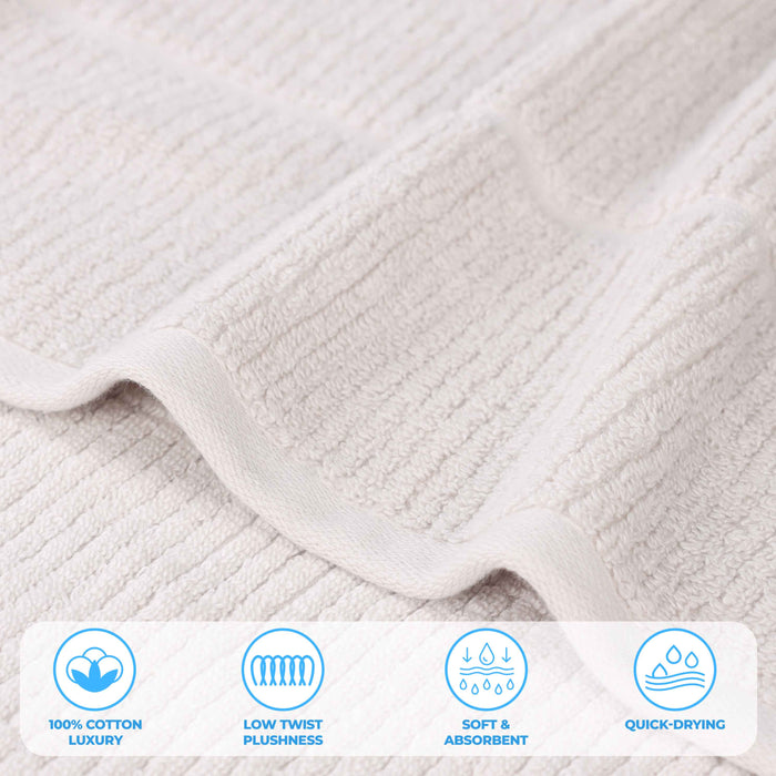 Milo Smart Twist Cotton Solid Ribbed Design 9 Piece Towel Set