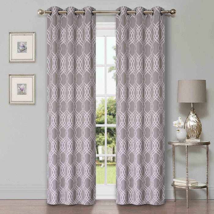 Ribbon Trellis Washable Room Darkening Blackout Curtain Panel Set