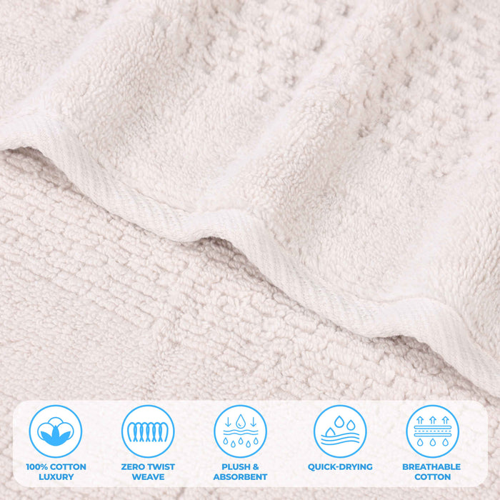 Playa Zero Twist Cotton Solid Waffle Textured 6 Piece Towel Set