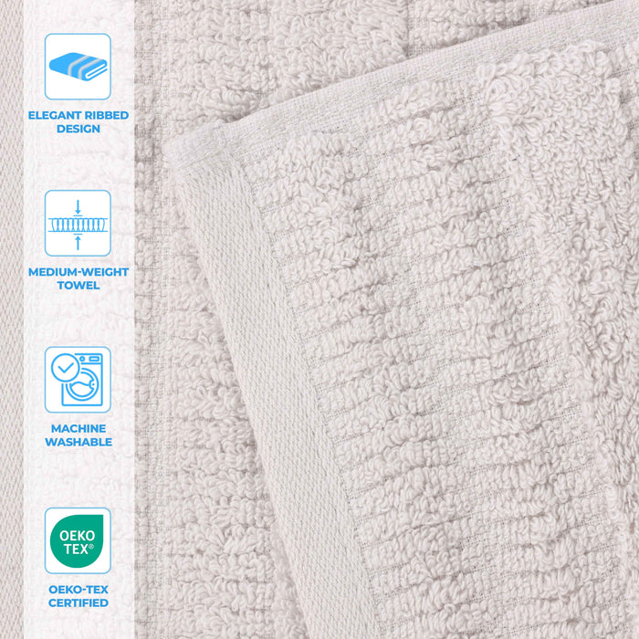 Mika Smart Twist Cotton Solid Vertical Ribbed Bath Towels, Set of 2