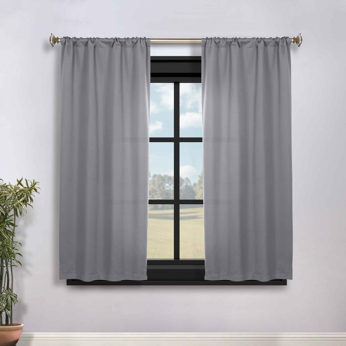 Solid Machine Washable Room Darkening Blackout Curtains, Set of 2