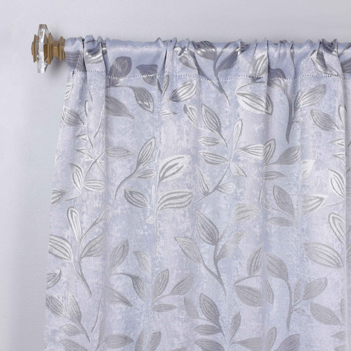 Leaves Rod Pocket Room Darkening Blackout Curtains, Set of 2