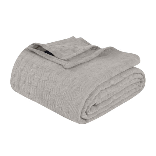 Basketweave All Season Cotton Bed Blanket & Sofa Throw - Silver