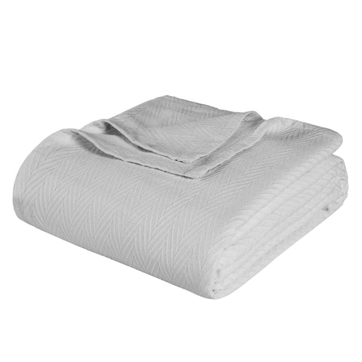 All-Season Chevron Cotton Bed Blanket & Sofa Throw - Silver