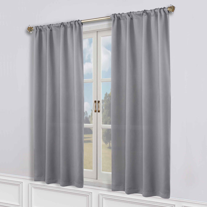 Solid Machine Washable Room Darkening Blackout Curtains, Set of 2