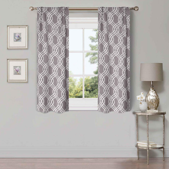 Ribbon Trellis Washable Room Darkening Blackout Curtain Panel Set