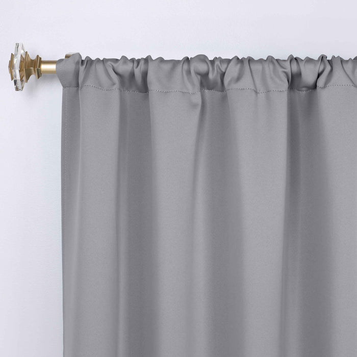 Solid Machine Washable Room Darkening Blackout Curtains, Set of 2