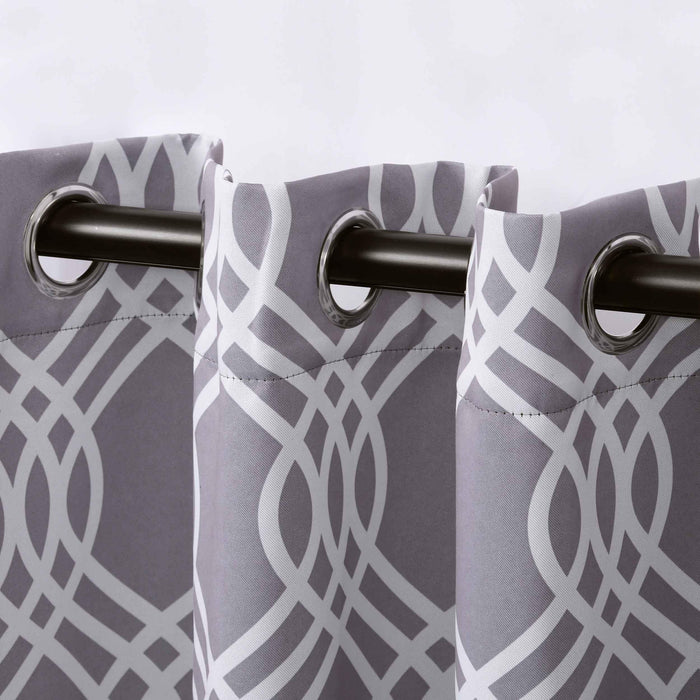 Ribbon Trellis Washable Room Darkening Blackout Curtain Panel Set