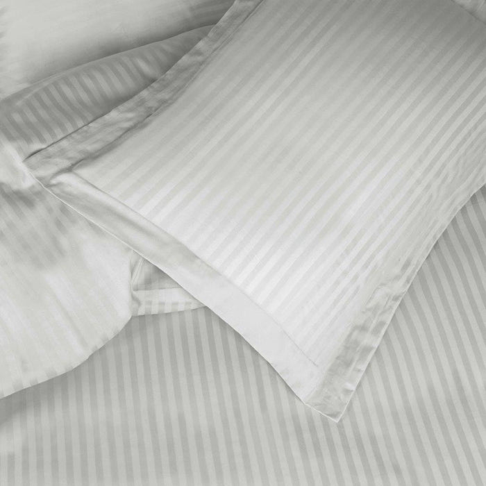 Egyptian Cotton 600 Thread Count Striped Duvet Cover Set - Silver