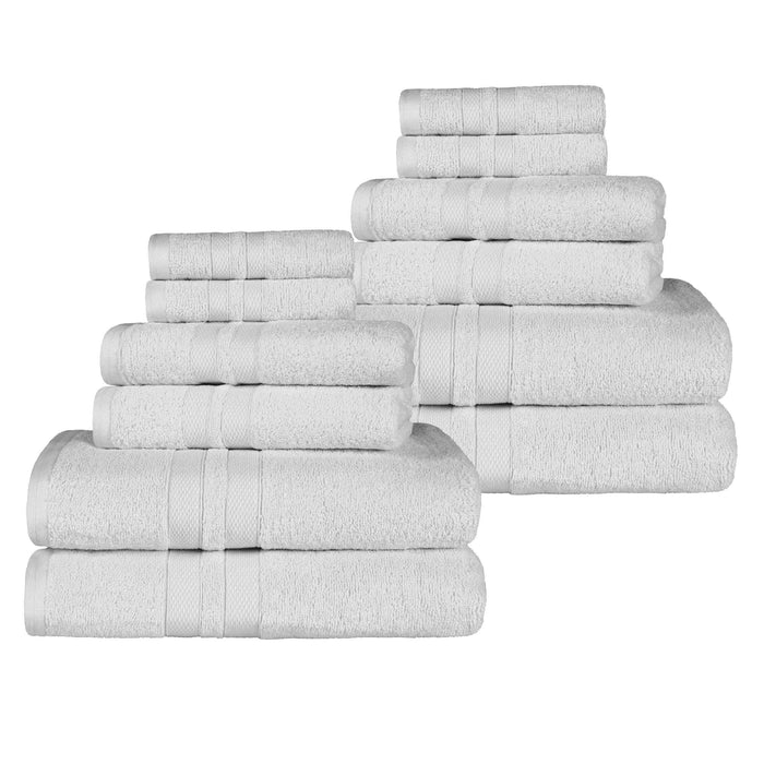 Ultra-Soft Cotton Absorbent Quick-Drying 12 Piece Assorted Towel Set