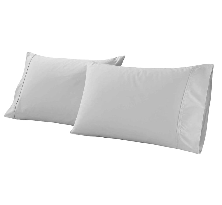 Gina Organic Cotton 300 Thread Count Percale Pillowcases, Set of 2 - Silver