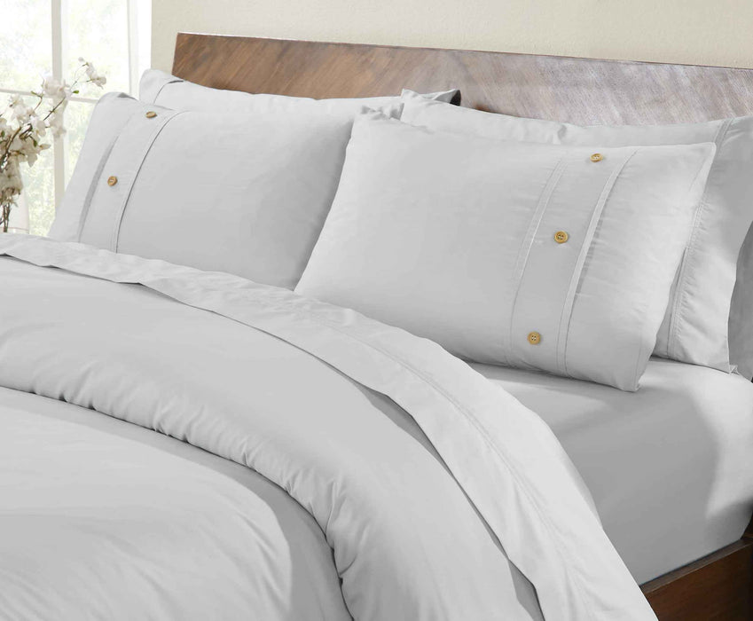 Gina Organic Cotton 300 Thread Count Percale 3-Piece Duvet Cover Set - Silver