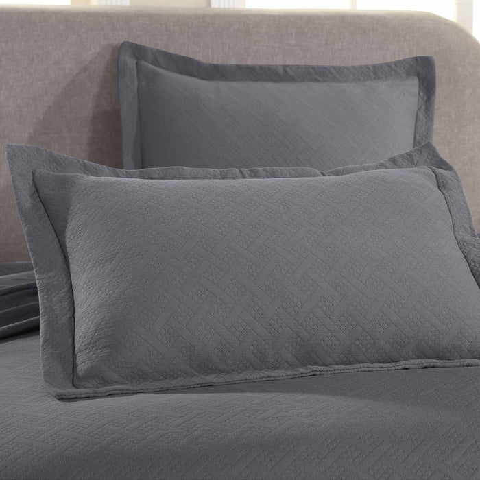 Basket Weave Matelasse Cotton Bedspread Set - Silver