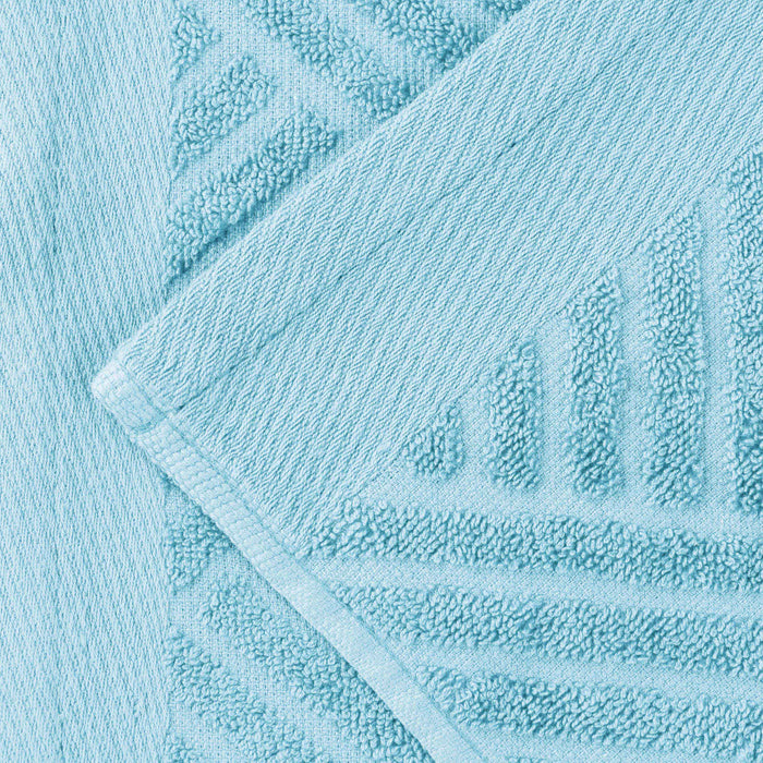 Basketweave Jacquard and Solid 6-Piece Egyptian Cotton Towel Set - Sky Blue