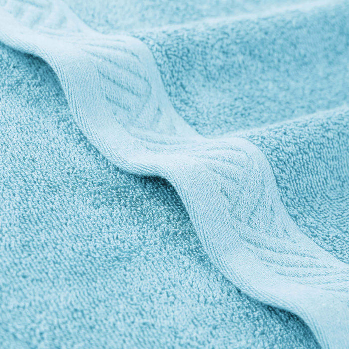 Basketweave Jacquard and Solid 6-Piece Egyptian Cotton Towel Set - Sky Blue