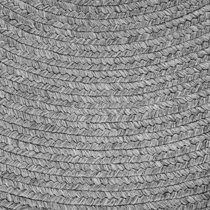 Bohemian Indoor Outdoor Rugs Solid Braided Round Area Rug - Slate