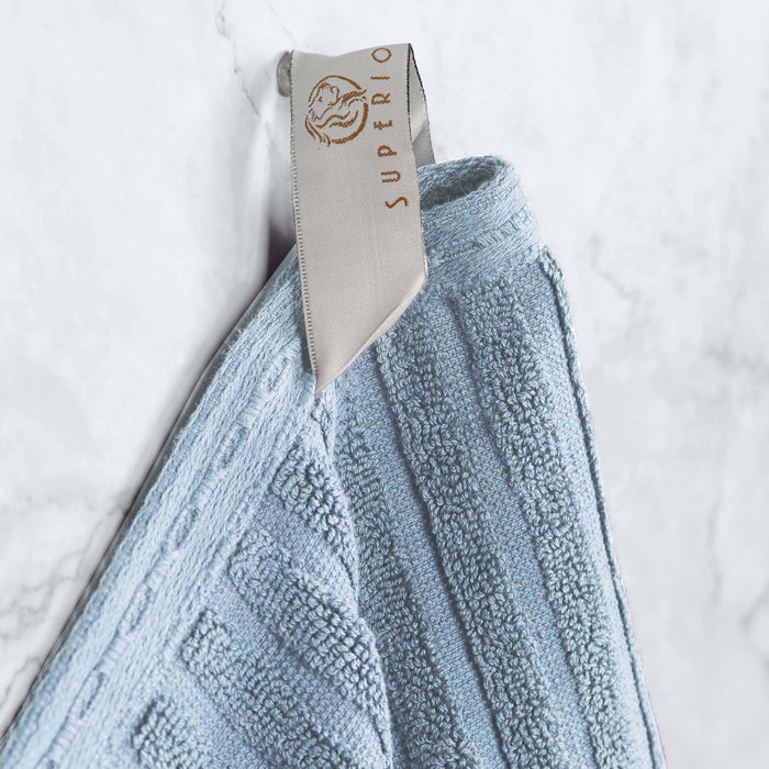 Soho Ribbed Textured Cotton Ultra-Absorbent Face Towel (Set of 12) - SlateBlue