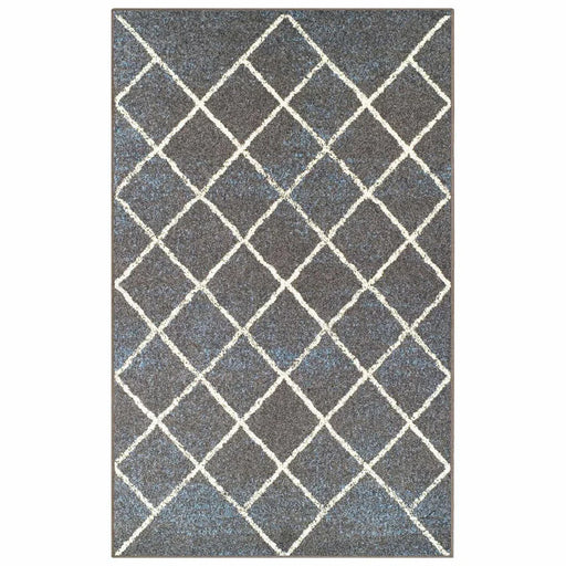 Lattice Modern Geometric Ornamental Striped Indoor Area Rug - Slate