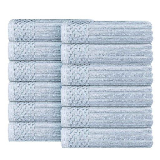 Soho Ribbed Textured Cotton Ultra-Absorbent Face Towel (Set of 12) - SlateBlue