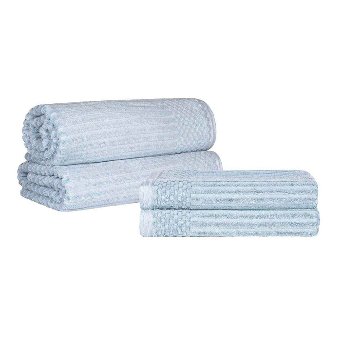 Soho Ribbed Textured Cotton Ultra-Absorbent Bath Sheet / Bath Towel Set - SlateBlue