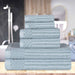 Cotton Ribbed Textured Medium Weight 6 Piece Towel Set - SlateBlue