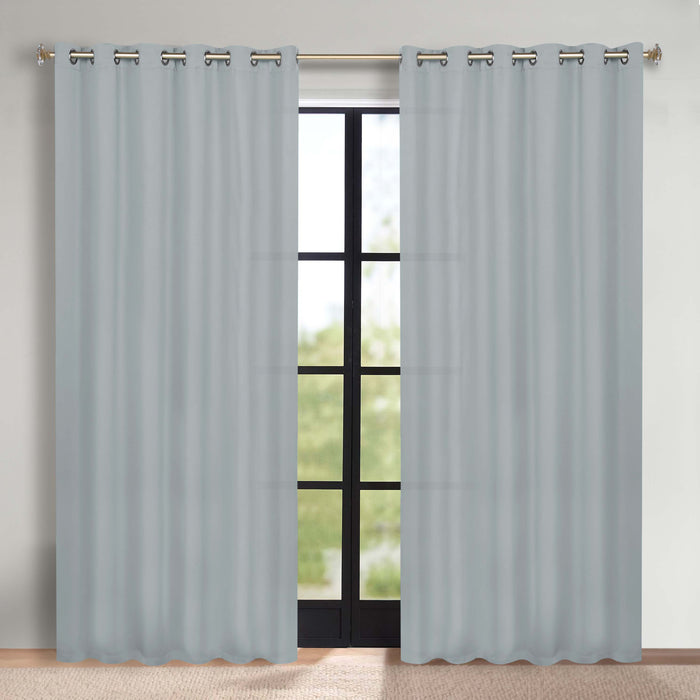 Solid Machine Washable Room Darkening Blackout Curtains, Set of 2 - SlateBlue