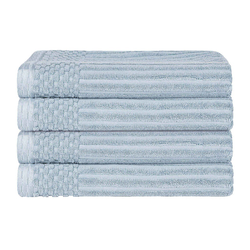 Soho Ribbed Textured Cotton Ultra-Absorbent Bath Towel Set of 4 - SlateBlue