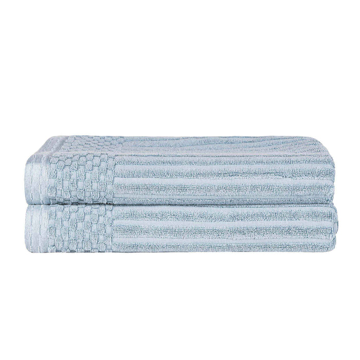 Cotton Ribbed Textured Super Absorbent 2 Piece Bath Towel Set - SlateBlue