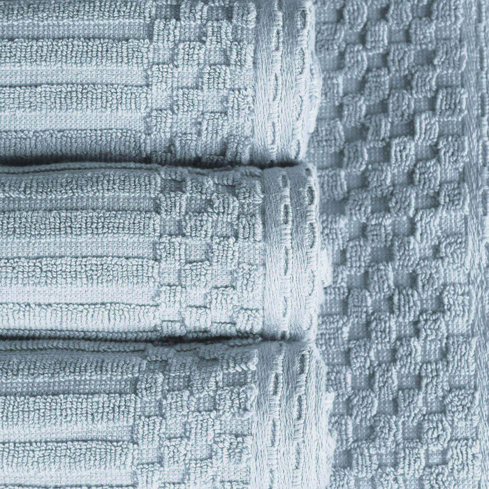 Soho Ribbed Textured Cotton Ultra-Absorbent 3-Piece Assorted Towel Set - SlateBlue