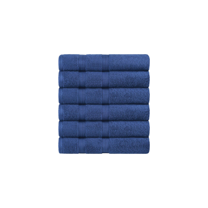 Smart Dry Zero Twist Cotton 6 Piece Hand Towel Set - Blue