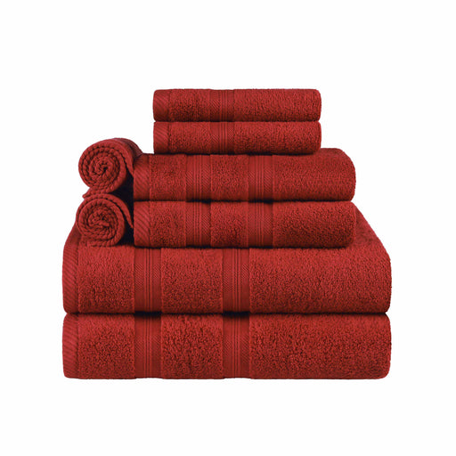 Smart Dry Zero Twist Cotton 8-Piece Assorted Towel Set - Crimson